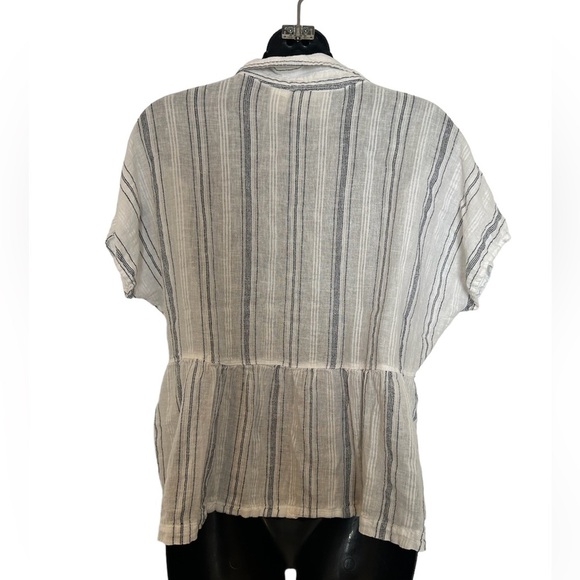 Cynthia Rowley white and blue striped blouse - Picture 3 of 6